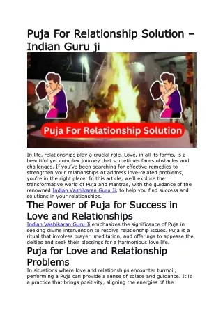 Puja For Relationship Solution – Indian Guru ji