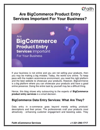 Are Bigcommerce Product Entry Services important for your business