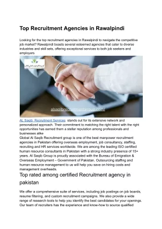 Top Recruitment Agencies in Rawalpindi