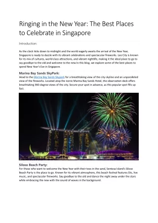 Ringing in the New Year: The Best Places to Celebrate in Singapore