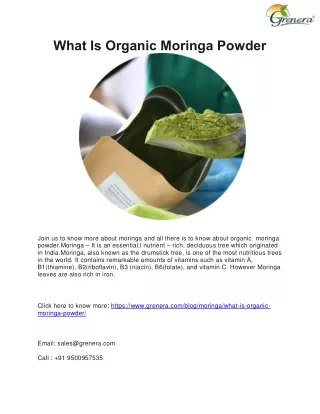 What Is Organic Moringa Powder