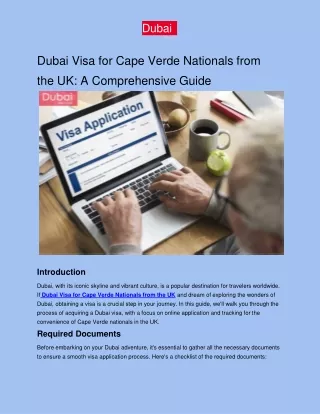 Dubai Visa for Cape Verde Nationals from the UK: A Comprehensive Guide