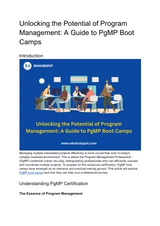 Unlocking the Potential of Program Management_ A Guide to PgMP Boot Camps