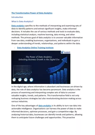 Data Analysis Online Training | Visualpath