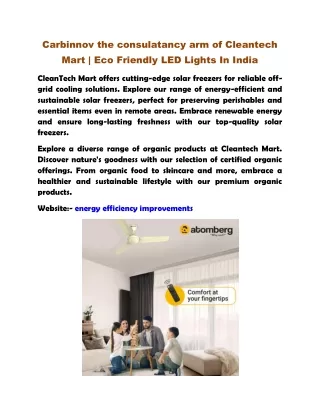 Carbinnov the consulatancy arm of Cleantech Mart | Eco Friendly LED Lights In In