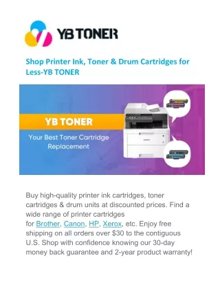 Shop Printer Ink, Toner & Drum Cartridges for Less-YB TONER