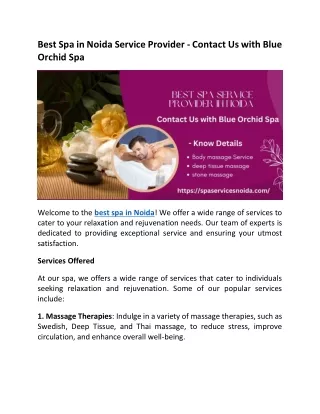 Best Spa Service Provider in Noida