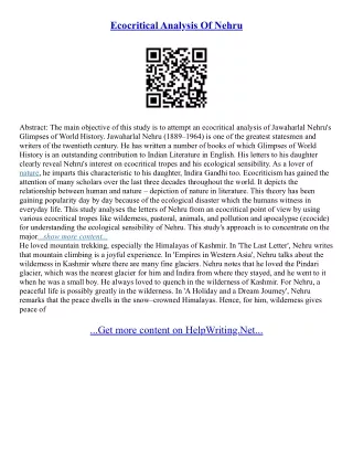 Essay On Jawaharlal Nehru For Kids