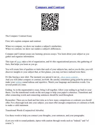 Examples Of Compare And Contrast Essays