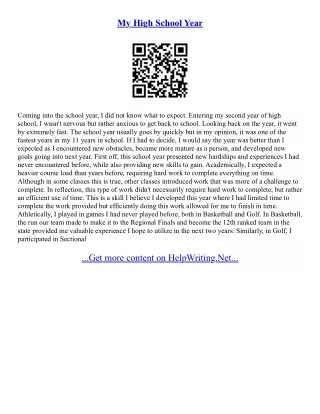 High School Years Essay