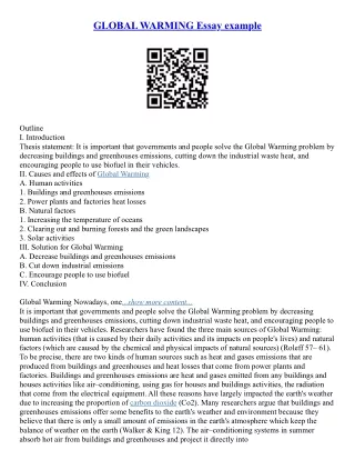 Global Warming Problem Solution Essay