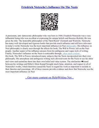 Nietzsche Essays