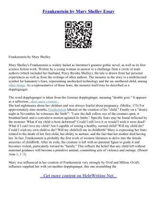 Essays On Frankenstein