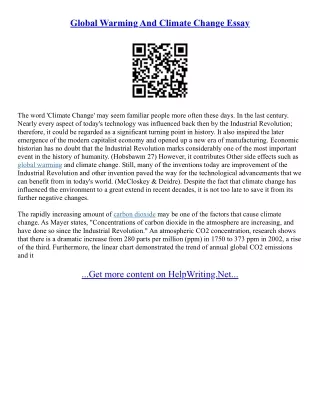 Climate Change And Global Warming Essay