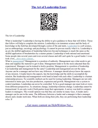 How To Start A Leadership Essay