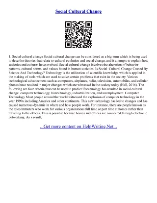 Social Change Essay