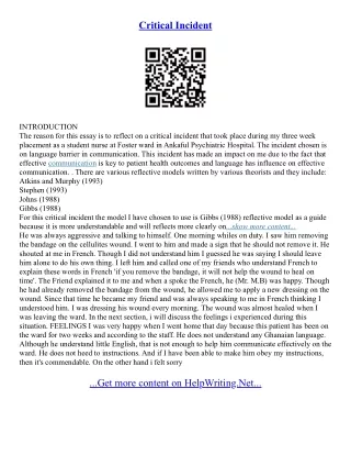 Critical Incident Essay