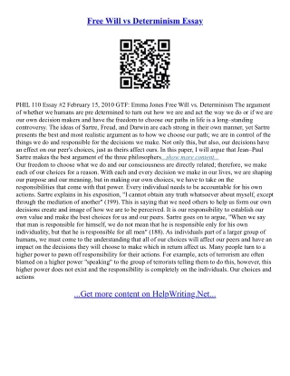 Determinism Essay