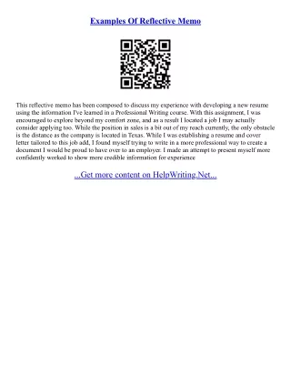 Reflective Essay Sample