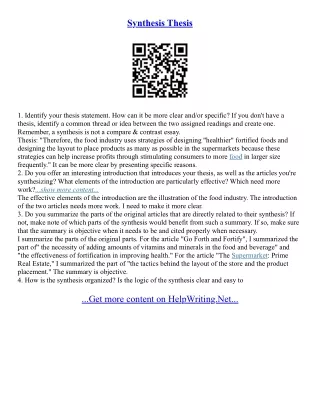 Synthesis Essay