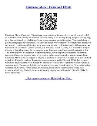 Emotional Abuse Essay