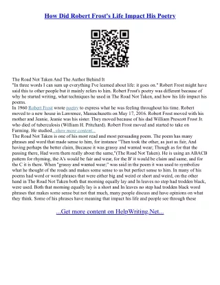 Essay On Robert Frost