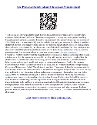 Personal Belief Essay