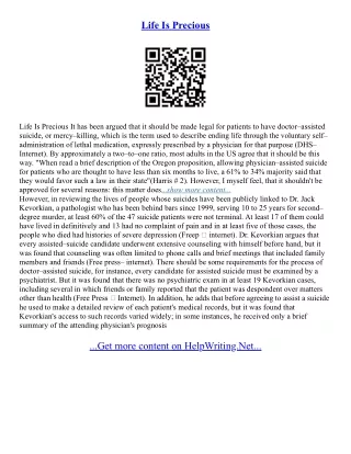 Life Is Precious Essay