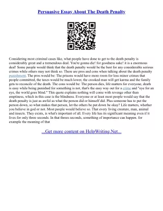 Persuasive Essay About Death Penalty