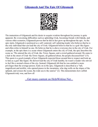 Gilgamesh Essay