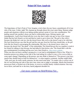 Point Of View Essay Examples