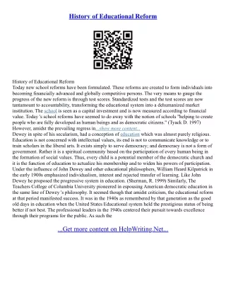 Education Reform Essay