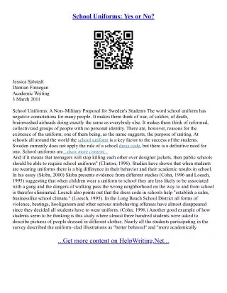 School Uniform Argument Essay
