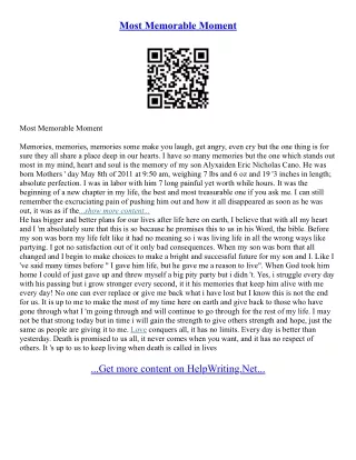 Memorable Moment Essay