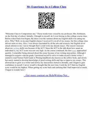 College Level Essay