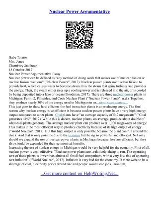 Essay On Atomic Energy