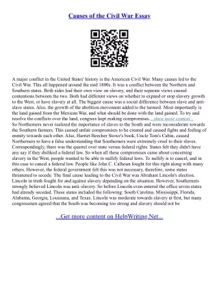 Causes Of The American Civil War Essay