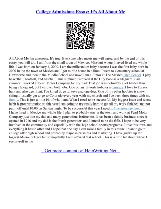 All About Me Essay Example