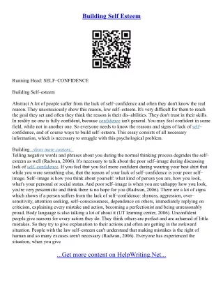 Essay Self Confidence