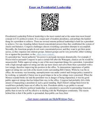 Essay On President