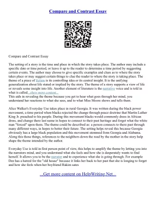 What Is A Compare And Contrast Essay