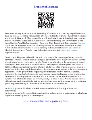Transfer Essay Samples