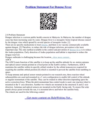 Essay On Dengue