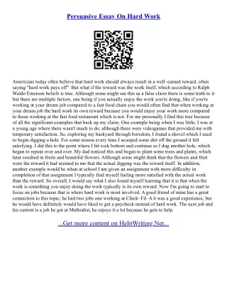 Essay On Hard Work
