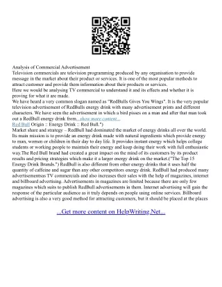 Ad Analysis Essay Example