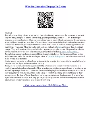 Essays Juvenile Crime