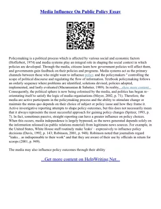 Essay On Public Policy
