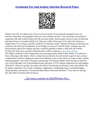 Arguments For And Against Abortion Essay