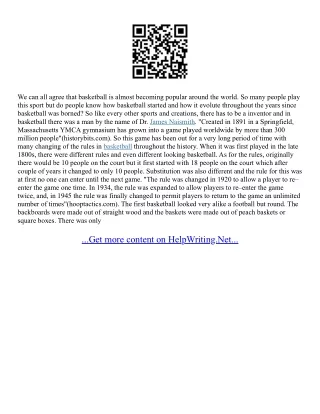 Basketball Essays