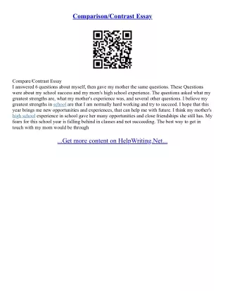 Compare And Contrast Essay Topics